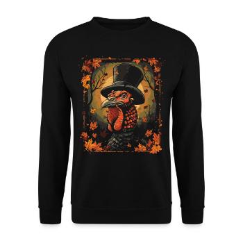 Dankbares Gobble Wobble Thanksgiving - Unisex Pullover - Schwarz - Vorne - Alina (178cm) & Michal (187cm)