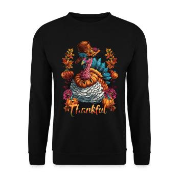 Grateful Gobble Wobble Thanksgiving - Unisex Sweatshirt - black - Front - Alina (178cm) & Michal (187cm)