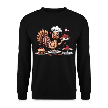 Grateful Gobble Wobble Thanksgiving - Unisex Sweatshirt - black - Front - Alina (178cm) & Michal (187cm)