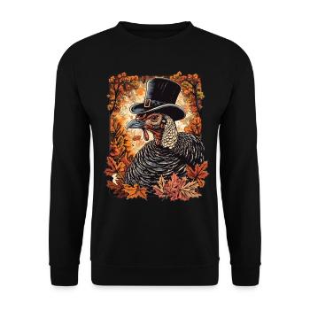 Grateful Gobble Wobble Thanksgiving - Unisex Sweatshirt - black - Front - Alina (178cm) & Michal (187cm)