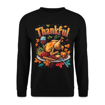 Grateful Gobble Wobble Thanksgiving - Unisex Sweatshirt - black - Front - Alina (178cm) & Michal (187cm)
