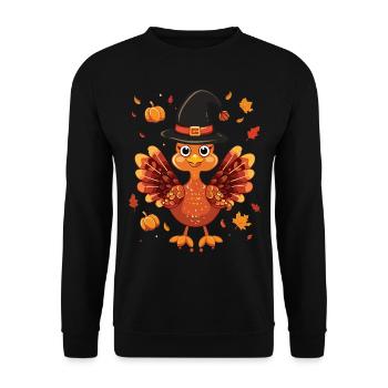 Dankbares Gobble Wobble Thanksgiving - Unisex Pullover - Schwarz - Vorne - Alina (178cm) & Michal (187cm)