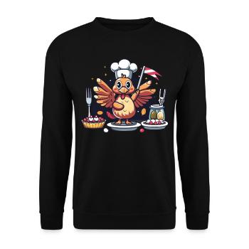 Dankbares Gobble Wobble Thanksgiving - Unisex Pullover - Schwarz - Vorne - Alina (178cm) & Michal (187cm)