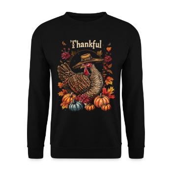 Grateful Gobble Wobble Thanksgiving - Unisex Sweatshirt - black - Front - Alina (178cm) & Michal (187cm)