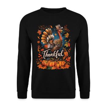 Grateful Gobble Wobble Thanksgiving - Unisex Sweatshirt - black - Front - Alina (178cm) & Michal (187cm)