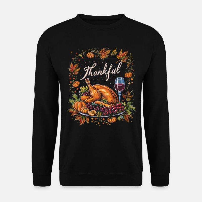 Grateful Gobble Wobble Thanksgiving - Unisex Sweatshirt - black