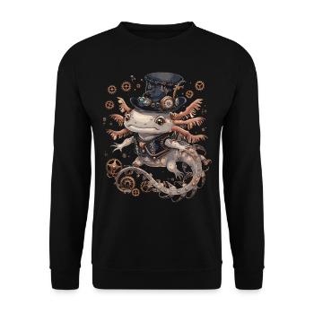 Steampunk Axolotl - Unisex Sweatshirt - black - Front - Alina (178cm) & Michal (187cm)
