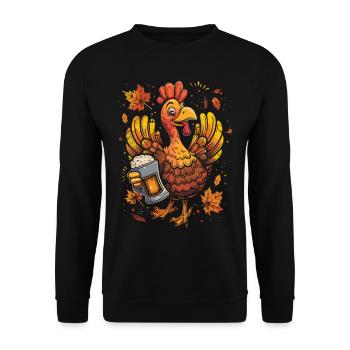 Grateful Gobble Wobble Thanksgiving - Unisex Sweatshirt - black - Front - Alina (178cm) & Michal (187cm)