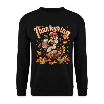 Grateful Gobble Wobble Thanksgiving - Unisex Sweatshirt - black - Front - Alina (178cm) & Michal (187cm)