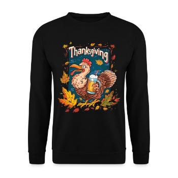 Grateful Gobble Wobble Thanksgiving - Unisex Sweatshirt - black - Front - Alina (178cm) & Michal (187cm)