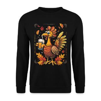 Grateful Gobble Wobble Thanksgiving - Unisex Sweatshirt - black - Front - Alina (178cm) & Michal (187cm)