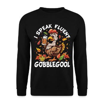Gobblegool Dinde Thanksgiving - Sweat-shirt Unisexe - noir - Devant - Alina (178cm) & Michal (187cm)