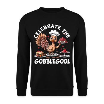 Gobblegool Dinde Thanksgiving - Sweat-shirt Unisexe - noir - Devant - Alina (178cm) & Michal (187cm)