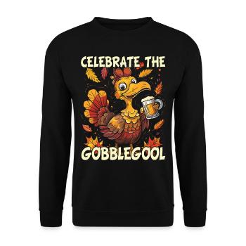 Gobblegool Dinde Thanksgiving - Sweat-shirt Unisexe - noir - Devant - Alina (178cm) & Michal (187cm)