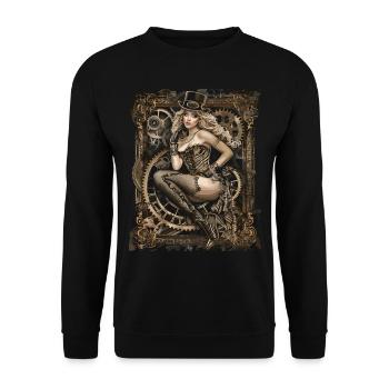 Beautiful Women Steampunk Lover - Unisex Sweatshirt - black - Front - Alina (178cm) & Michal (187cm)