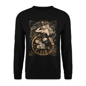 Schöne Frauen Steampunk Liebhaber - Unisex Pullover - Schwarz - Vorne - Alina (178cm) & Michal (187cm)