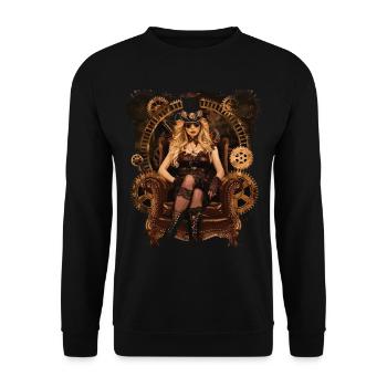 Schöne Frauen Steampunk Liebhaber - Unisex Pullover - Schwarz - Vorne - Alina (178cm) & Michal (187cm)