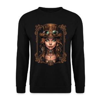 Schöne Frauen Steampunk Liebhaber - Unisex Pullover - Schwarz - Vorne - Alina (178cm) & Michal (187cm)