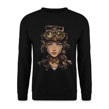 Beautiful Women Steampunk Lover - Unisex Sweatshirt - black - Front - Alina (178cm) & Michal (187cm)