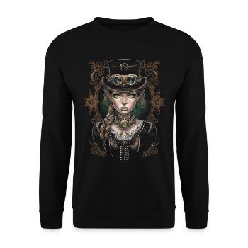 Schöne Frauen Steampunk Liebhaber - Unisex Pullover - Schwarz - Vorne - Alina (178cm) & Michal (187cm)