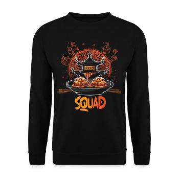 Chinese Food Crab Rangoon Meme Lustig - Unisex Pullover - Schwarz - Vorne - Alina (178cm) & Michal (187cm)