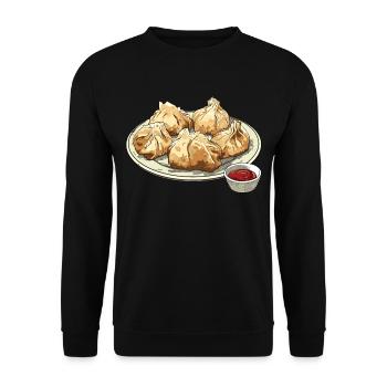 RF Chinese Food Crab Rangoon Meme Funny - Unisex Sweatshirt - black - Front - Alina (178cm) & Michal (187cm)