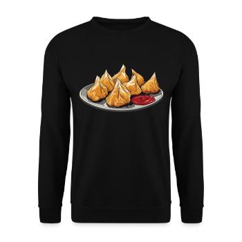 RF Chinese Food Crab Rangoon Meme Funny - Unisex Sweatshirt - black - Front - Alina (178cm) & Michal (187cm)