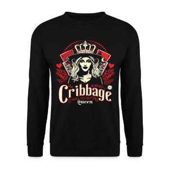 Cribbage Queen Graphic Lustiges Cribbage - Unisex Pullover - Schwarz - Vorne - Alina (178cm) & Michal (187cm)