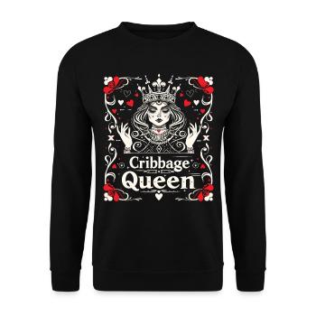 Cribbage Queen Graphic Lustiges Cribbage - Unisex Pullover - Schwarz - Vorne - Alina (178cm) & Michal (187cm)