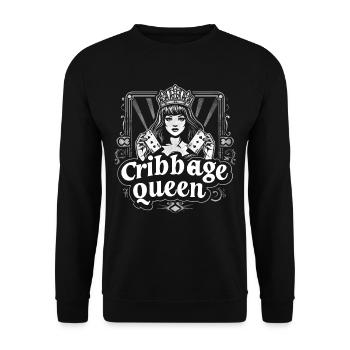 Cribbage Queen Graphic Lustiges Cribbage - Unisex Pullover - Schwarz - Vorne - Alina (178cm) & Michal (187cm)
