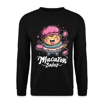Amateurs de macarons Macaron Baker - Sweat-shirt Unisexe - noir - Devant - Alina (178cm) & Michal (187cm)
