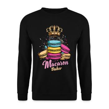 Amateurs de macarons Macaron Baker - Sweat-shirt Unisexe - noir - Devant - Alina (178cm) & Michal (187cm)