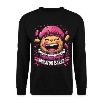 Amateurs de macarons Macaron Baker - Sweat-shirt Unisexe - noir - Devant - Alina (178cm) & Michal (187cm)