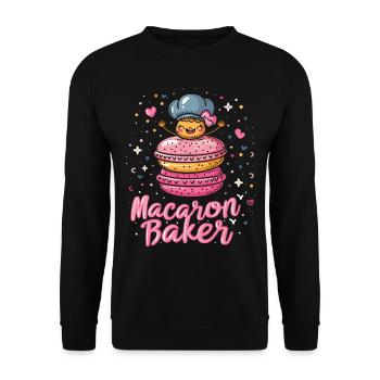 Amateurs de macarons Macaron Baker - Sweat-shirt Unisexe - noir - Devant - Alina (178cm) & Michal (187cm)
