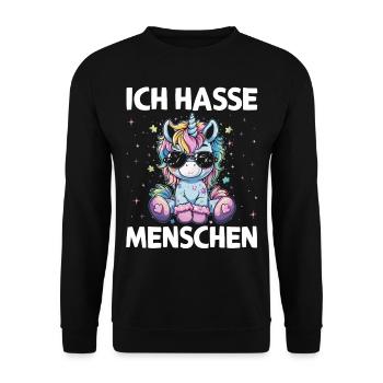 Süßes Einhorn, Bunte Einhörner - Unisex Pullover - Schwarz - Vorne - Alina (178cm) & Michal (187cm)