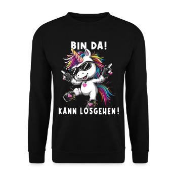 Süßes Einhorn, Bunte Einhörner - Unisex Pullover - Schwarz - Vorne - Alina (178cm) & Michal (187cm)