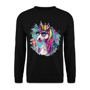 Colorful Refreshing Cocktail Unicorn - Unisex Sweatshirt - black - Front - Alina (178cm) & Michal (187cm)