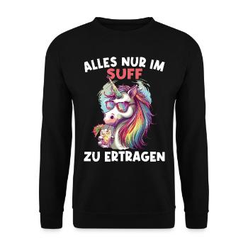 Colorful Refreshing Cocktail Unicorn - Unisex Sweatshirt - black - Front - Alina (178cm) & Michal (187cm)