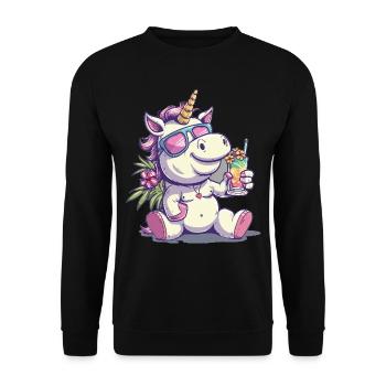 Colorful Refreshing Cocktail Unicorn - Unisex Sweatshirt - black - Front - Alina (178cm) & Michal (187cm)