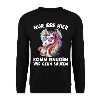 Erfrischendes Cocktail Einhorn Spruch - Unisex Pullover - Schwarz - Vorne - Alina (178cm) & Michal (187cm)