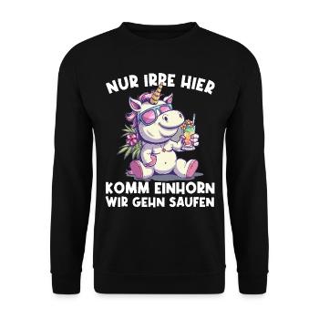 Erfrischendes Cocktail Einhorn Spruch - Unisex Pullover - Schwarz - Vorne - Alina (178cm) & Michal (187cm)