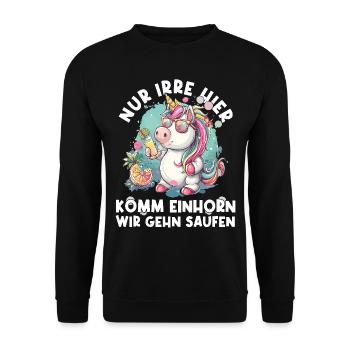 Erfrischendes Cocktail Einhorn Spruch - Unisex Pullover - Schwarz - Vorne - Alina (178cm) & Michal (187cm)