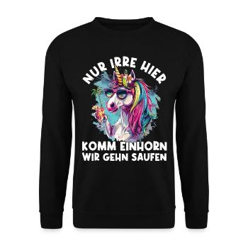 Erfrischendes Cocktail Einhorn Spruch - Unisex Pullover - Schwarz - Vorne - Alina (178cm) & Michal (187cm)
