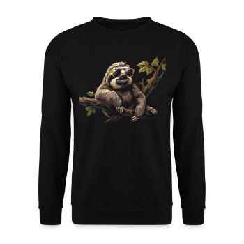 Sloth Office Work Colleague Funny - Unisex Sweatshirt - black - Front - Alina (178cm) & Michal (187cm)