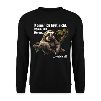 Sloth Office Work Colleague Funny - Unisex Sweatshirt - black - Front - Alina (178cm) & Michal (187cm)