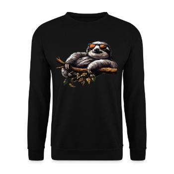 Sloth Office Work Colleague Funny - Unisex Sweatshirt - black - Front - Alina (178cm) & Michal (187cm)