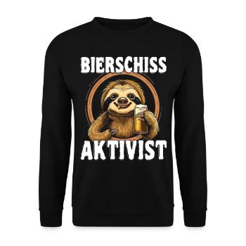 "Bierschiss Aktivist" - Sloth Beer - Unisex Sweatshirt - black - Front - Alina (178cm) & Michal (187cm)