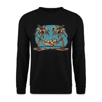 Sloth Hammock, Beach, Chill - Unisex Sweatshirt - black - Front - Alina (178cm) & Michal (187cm)