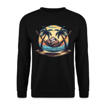 Sloth Hammock, Beach, Chill - Unisex Sweatshirt - black - Front - Alina (178cm) & Michal (187cm)