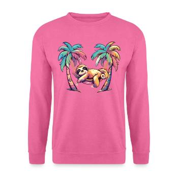 Faultier-hängematte, Strand, Chillige - Unisex Pullover - Pink - Vorne